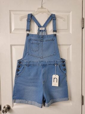 Nature Denim Overall Shorts 3XL NWT Medium Wash Stretch Adjustable